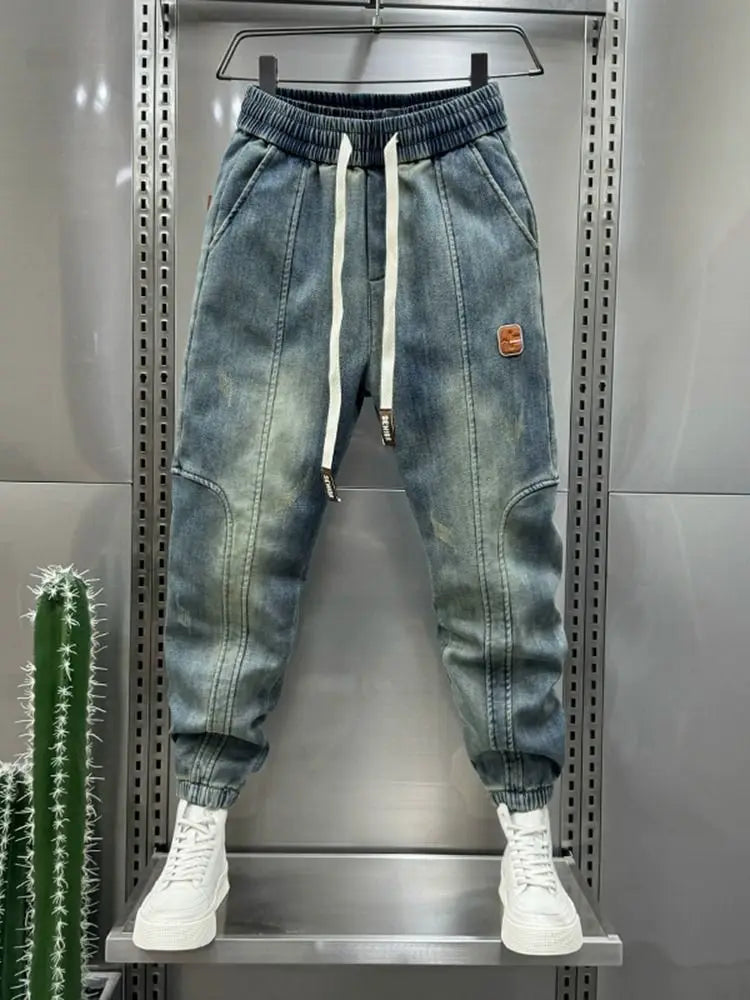 Retro Stitching Blue Harem Jeans