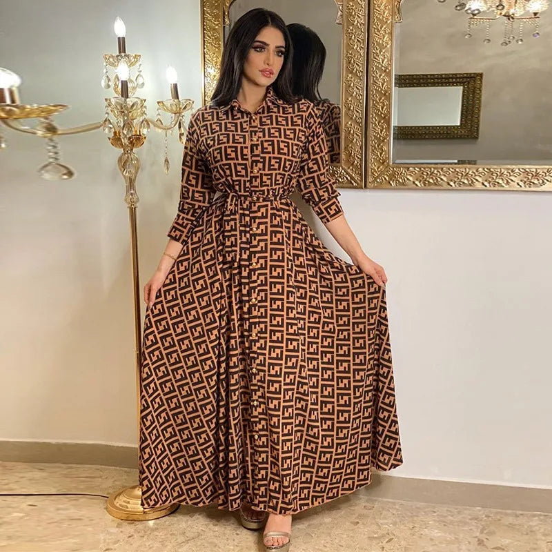 Women’s Autumn & Winter Dress – Elegant, Sexy, Fashionable Digital Print Leisure Wear
