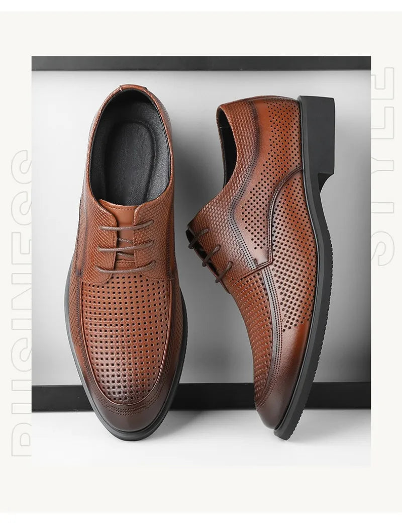 Summer Breathable Hollow Out Leather Shoes