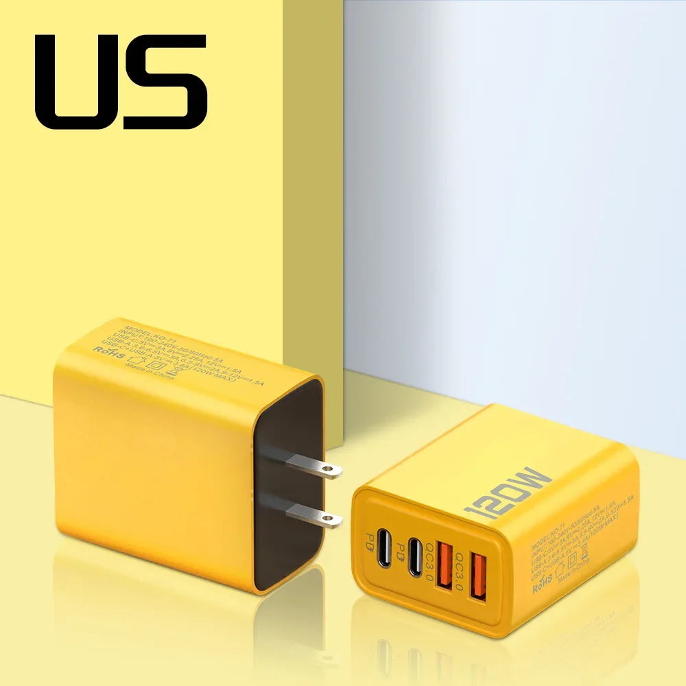 120W Fast Charging 4 Ports Mobile Phone Charger