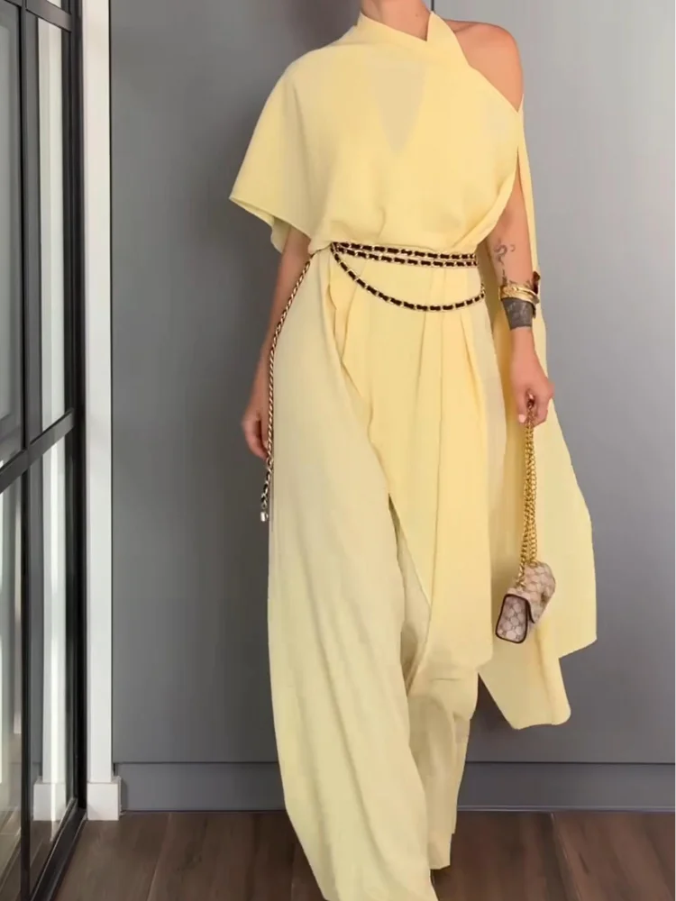 Sylvester Design  High-Neck Cape Overlay Jumpsuit