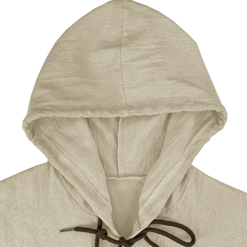 Beach Cotton Linen Hooded Shirt