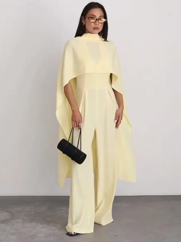 Sylvester Design  High-Neck Cape Overlay Jumpsuit