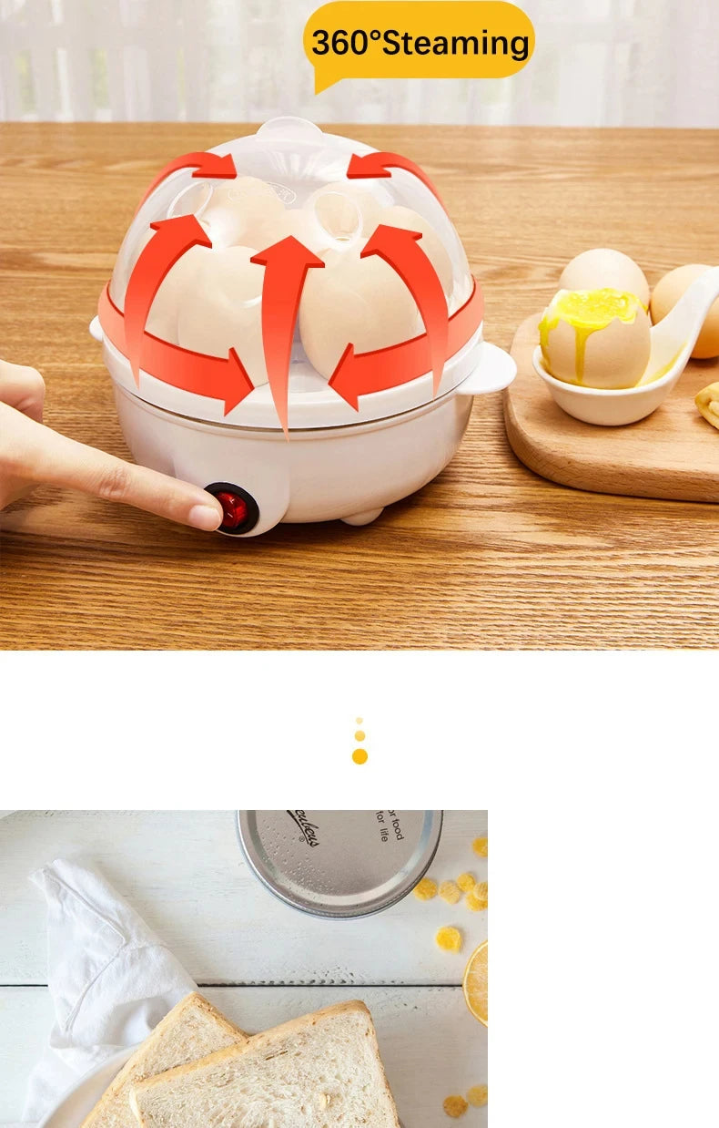 Multifunction Electric Egg Cooker – Double-Layer Egg Boiler for Eggs, Corn & Milk | Rapid Breakfast Cooking Steamer for Kitchen Appliances