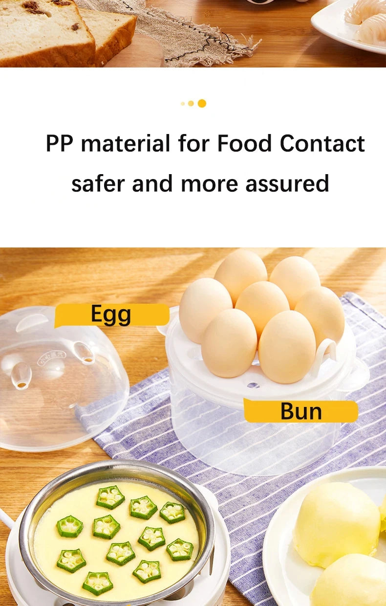 Multifunction Electric Egg Cooker – Double-Layer Egg Boiler for Eggs, Corn & Milk | Rapid Breakfast Cooking Steamer for Kitchen Appliances