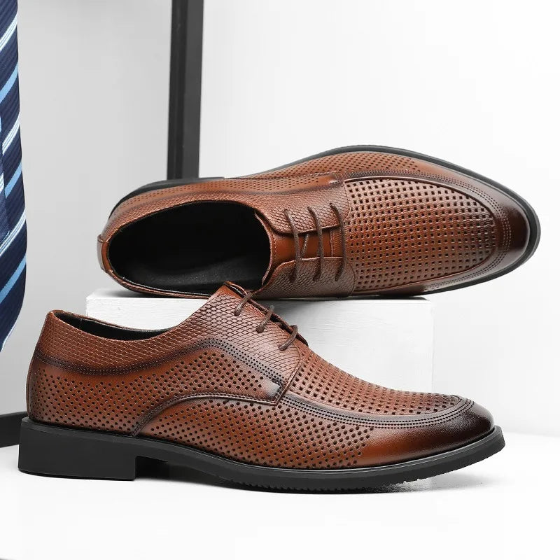 Summer Breathable Hollow Out Leather Shoes
