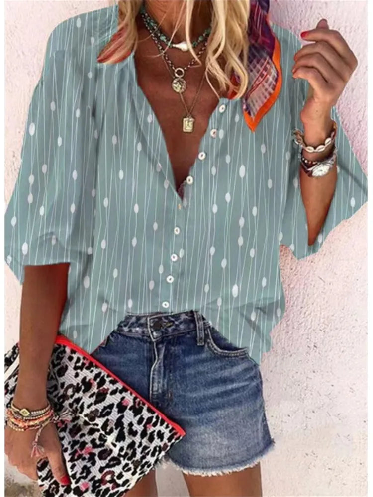 Bohemian Style Spring Summer  Breasted shirt