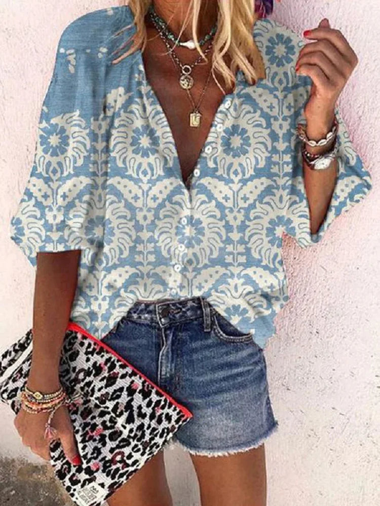 Bohemian Style Spring Summer  Breasted shirt