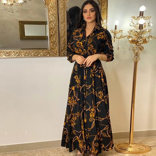 Women’s Autumn & Winter Dress – Elegant, Sexy, Fashionable Digital Print Leisure Wear