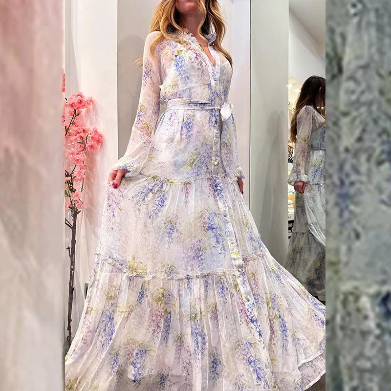 Inzo Floral Printed Chiffon Dress