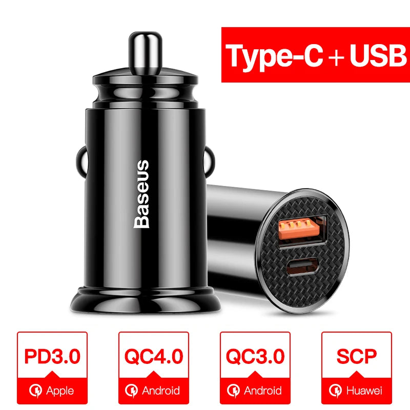 Fast Car Type C Charger For iPhone and Android Mobile Phone