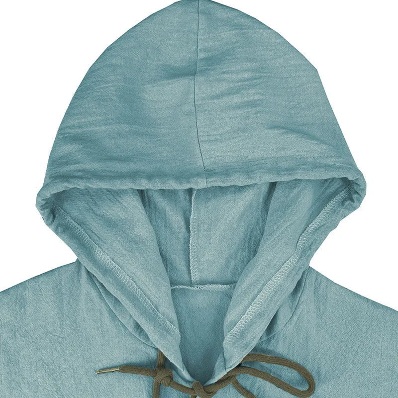 Beach Cotton Linen Hooded Shirt