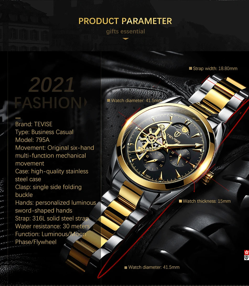 Relogio Masculino Tevise Automatic