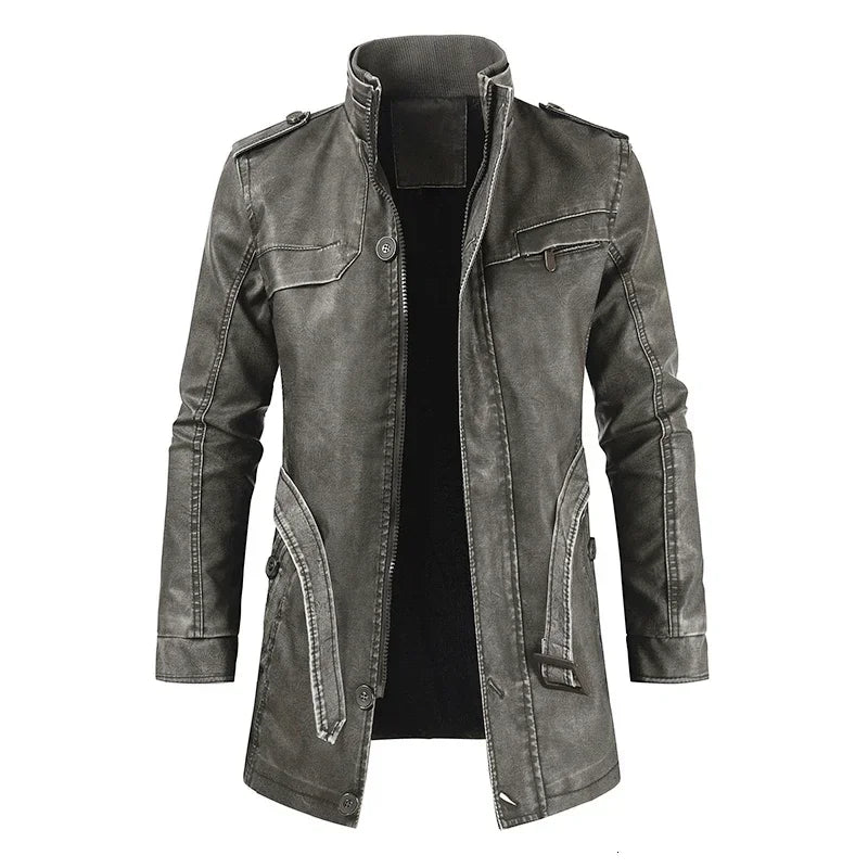 Faux Leather Jacket Coat