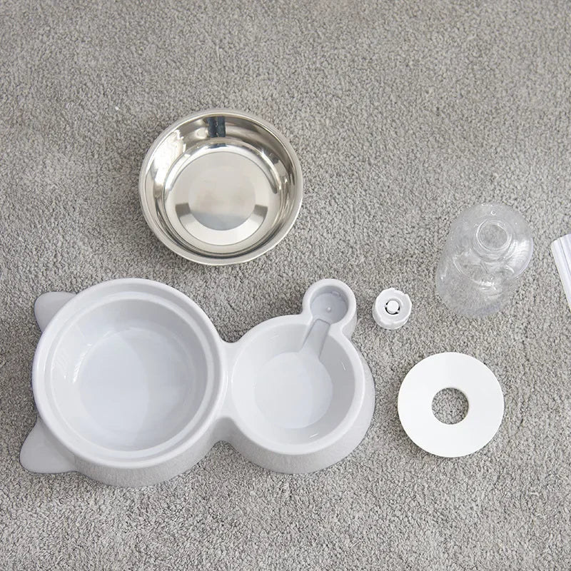 Pet Feeder with Automatic Drinking Bowl