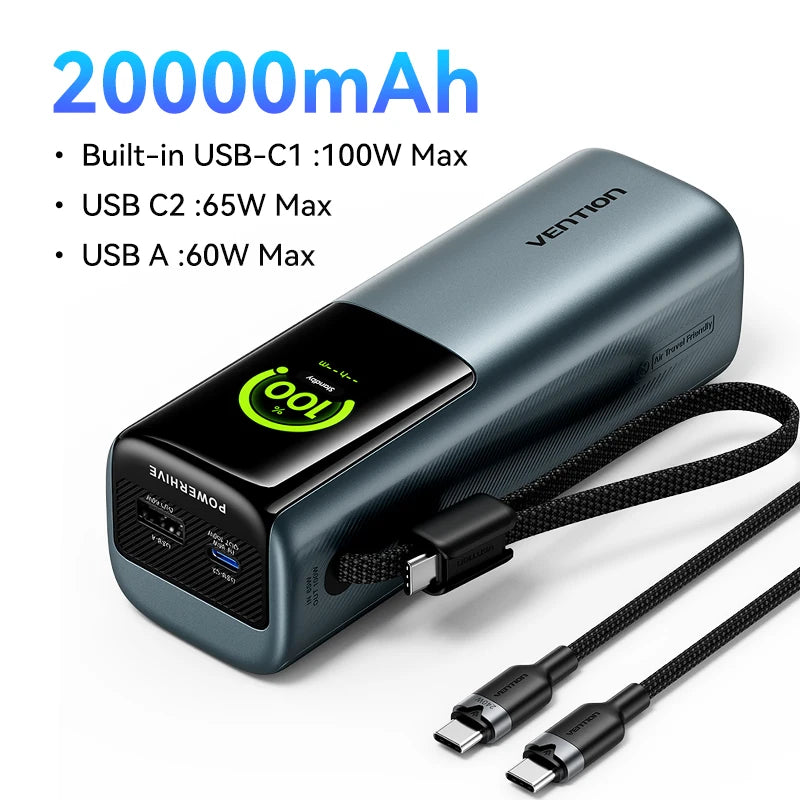 Navarro Vention 140W 27,000mAh Portable Power Bank – PD 100W External Battery for MacBook, iPad, iPhone & Laptops