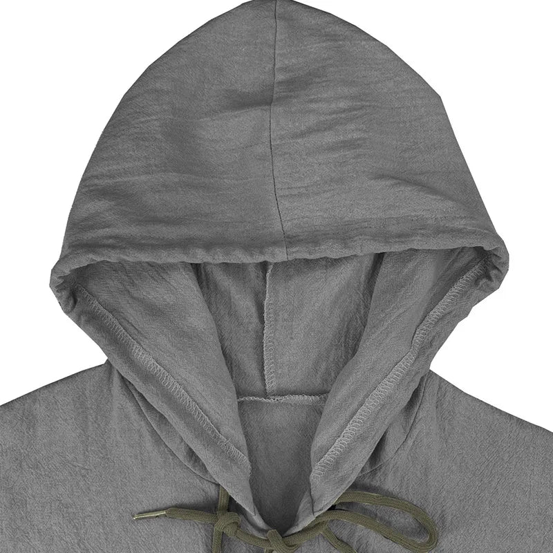 Beach Cotton Linen Hooded Shirt