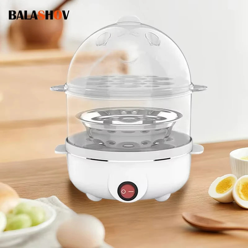 Multifunction Electric Egg Cooker – Double-Layer Egg Boiler for Eggs, Corn & Milk | Rapid Breakfast Cooking Steamer for Kitchen Appliances