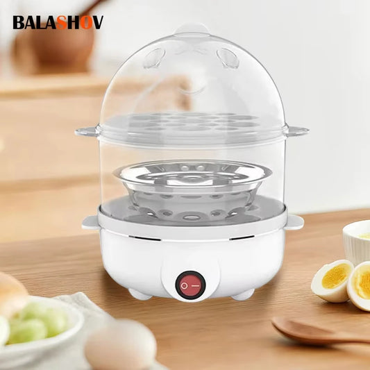 Multifunction Electric Egg Cooker – Double-Layer Egg Boiler for Eggs, Corn & Milk | Rapid Breakfast Cooking Steamer for Kitchen Appliances