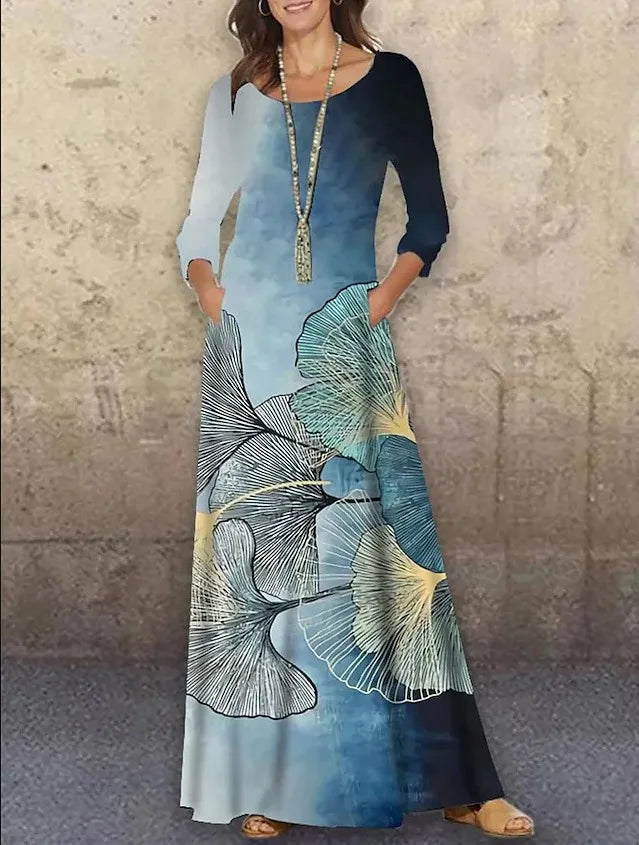 Geovani Casual Flower Autumn Print Party Dress