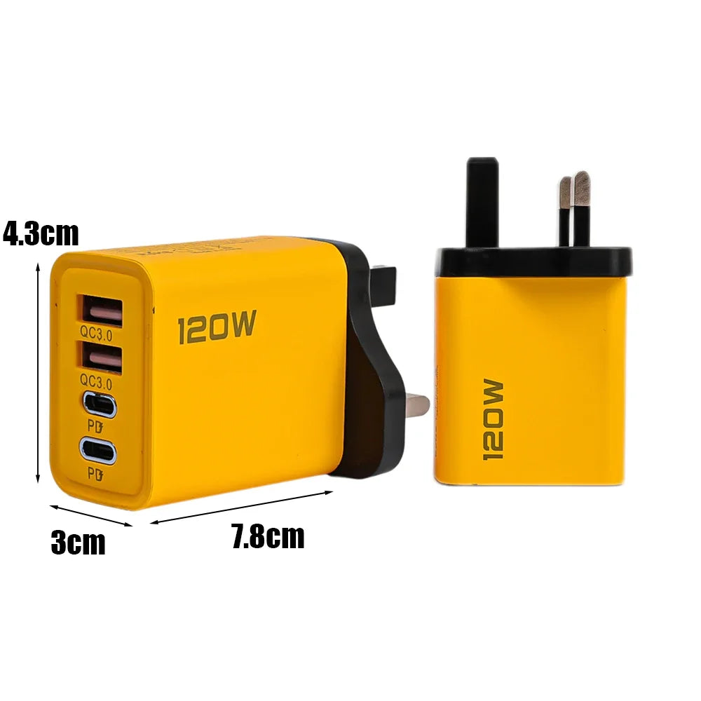 120W Fast Charging 4 Ports Mobile Phone Charger