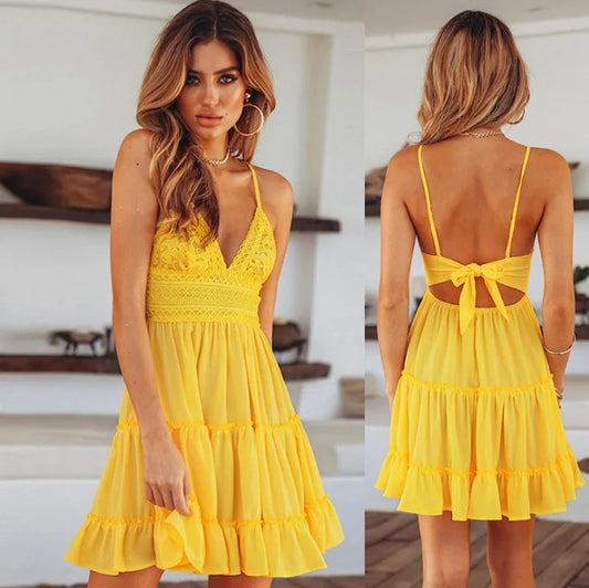Melena Boho Floral Print Beach Dress