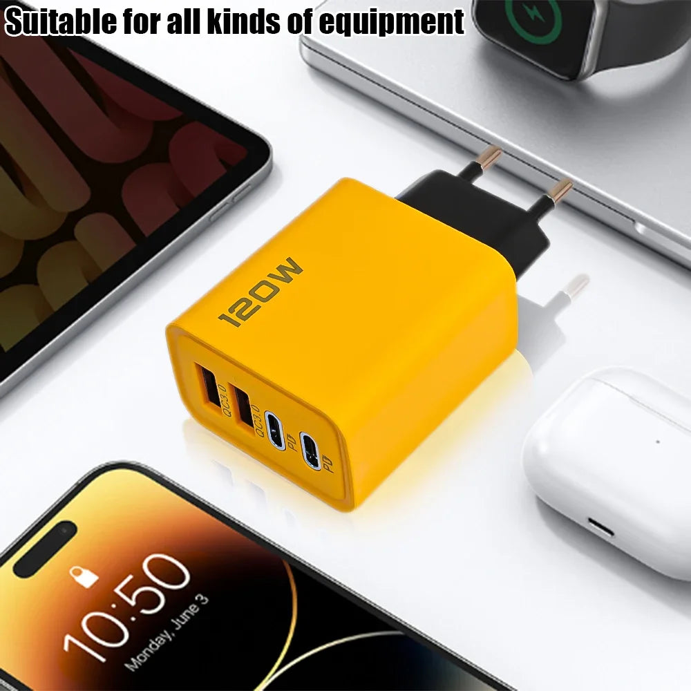 120W Fast Charging 4 Ports Mobile Phone Charger