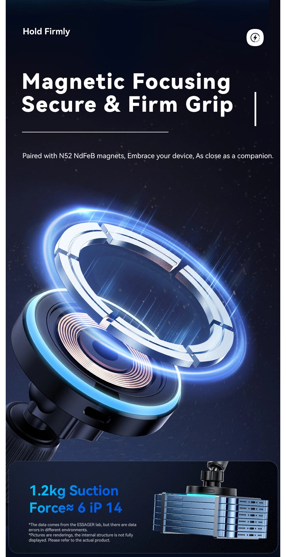 Magnetic Wireless Charger Car Phone Holder For IPhone 15 14 13 and Android