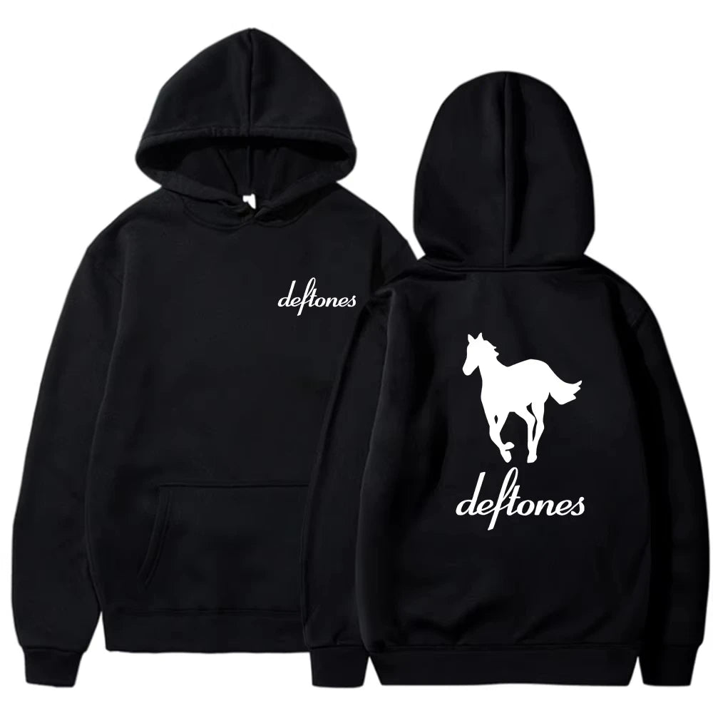 Loose hoodie Deftones whith horse print