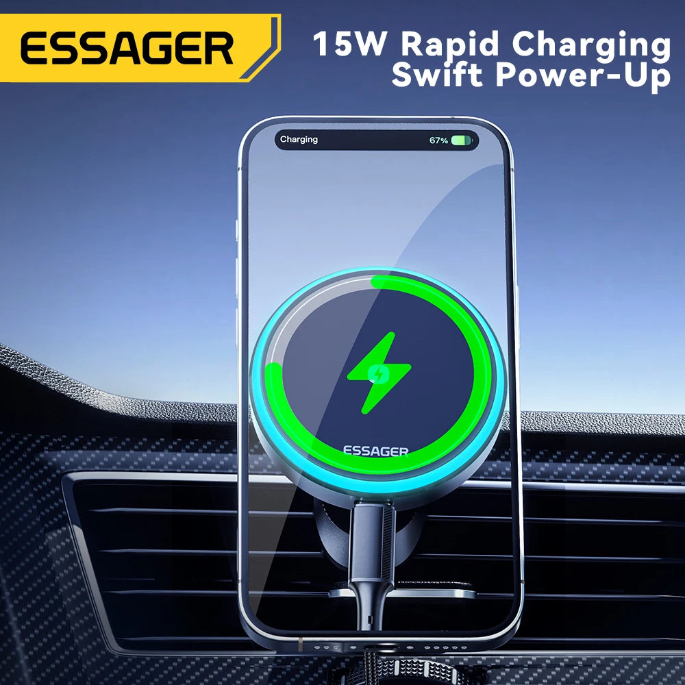 Magnetic Wireless Charger Car Phone Holder For IPhone 15 14 13 and Android