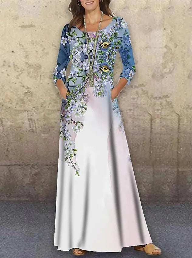 Geovani Casual Flower Autumn Print Party Dress