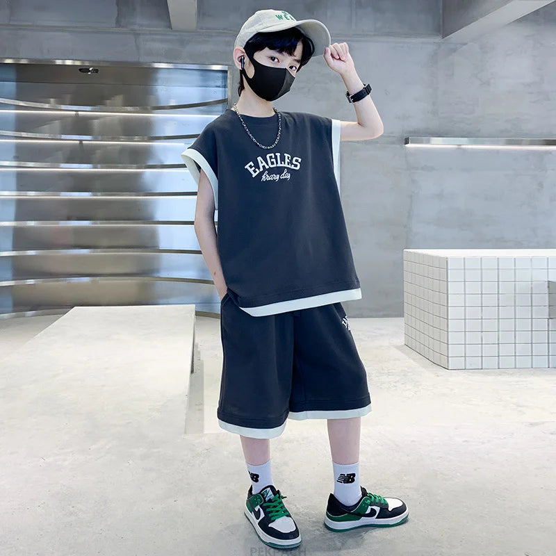 Teenage Boys Short Sleeve Cotton T-shirt & Shorts