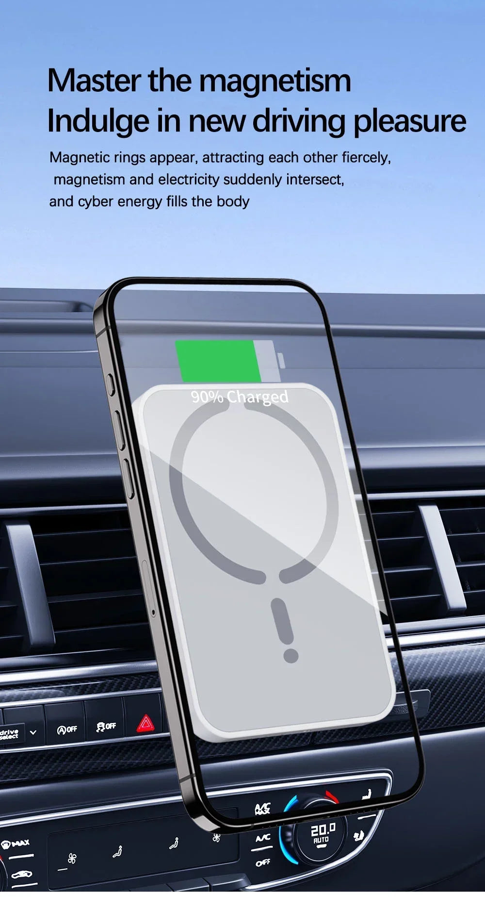 Magnetic Wireless Car Charger for iPhone 16 15 14 13 12 Pro Max