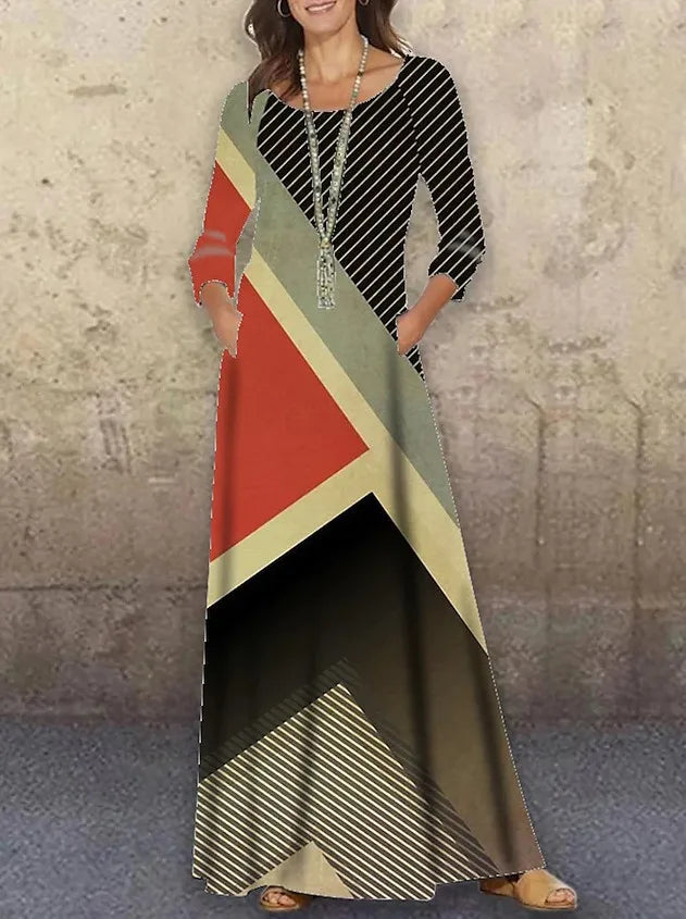 Geovani Casual Flower Autumn Print Party Dress
