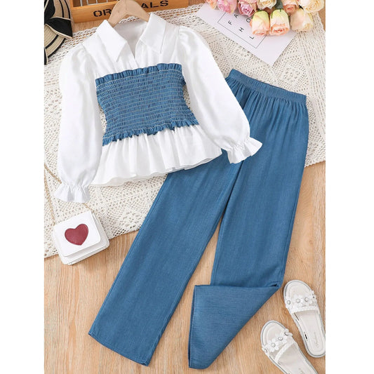 Teen Girls' Clothes Long Sleeves Top + Pants 2pcs Set For Autumn Children Clothing Kids Girl Outfits For 8 9 10 11 12 Years