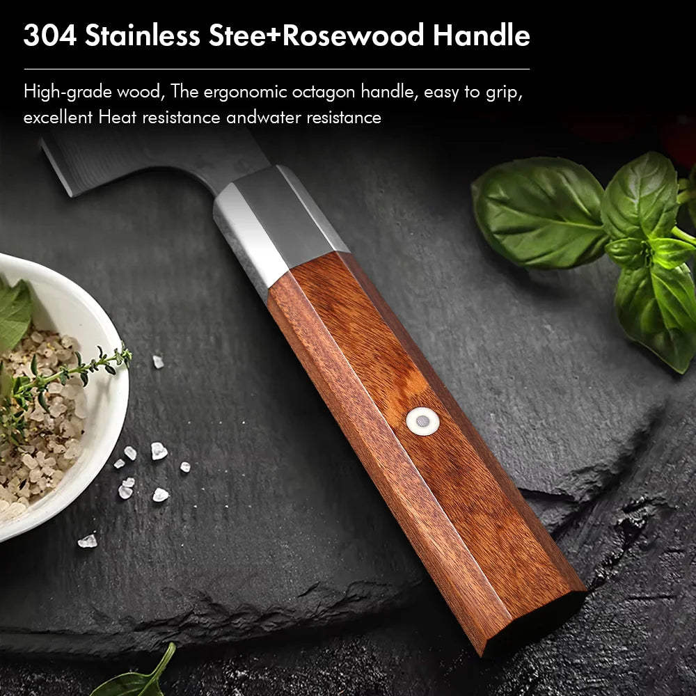 TURWHO 8.2-inch Japanese Handmade Kiritsuke Knife Damascus Steel Professional Chef Knives Kitchen Cleaver Bunka Cooking Tools