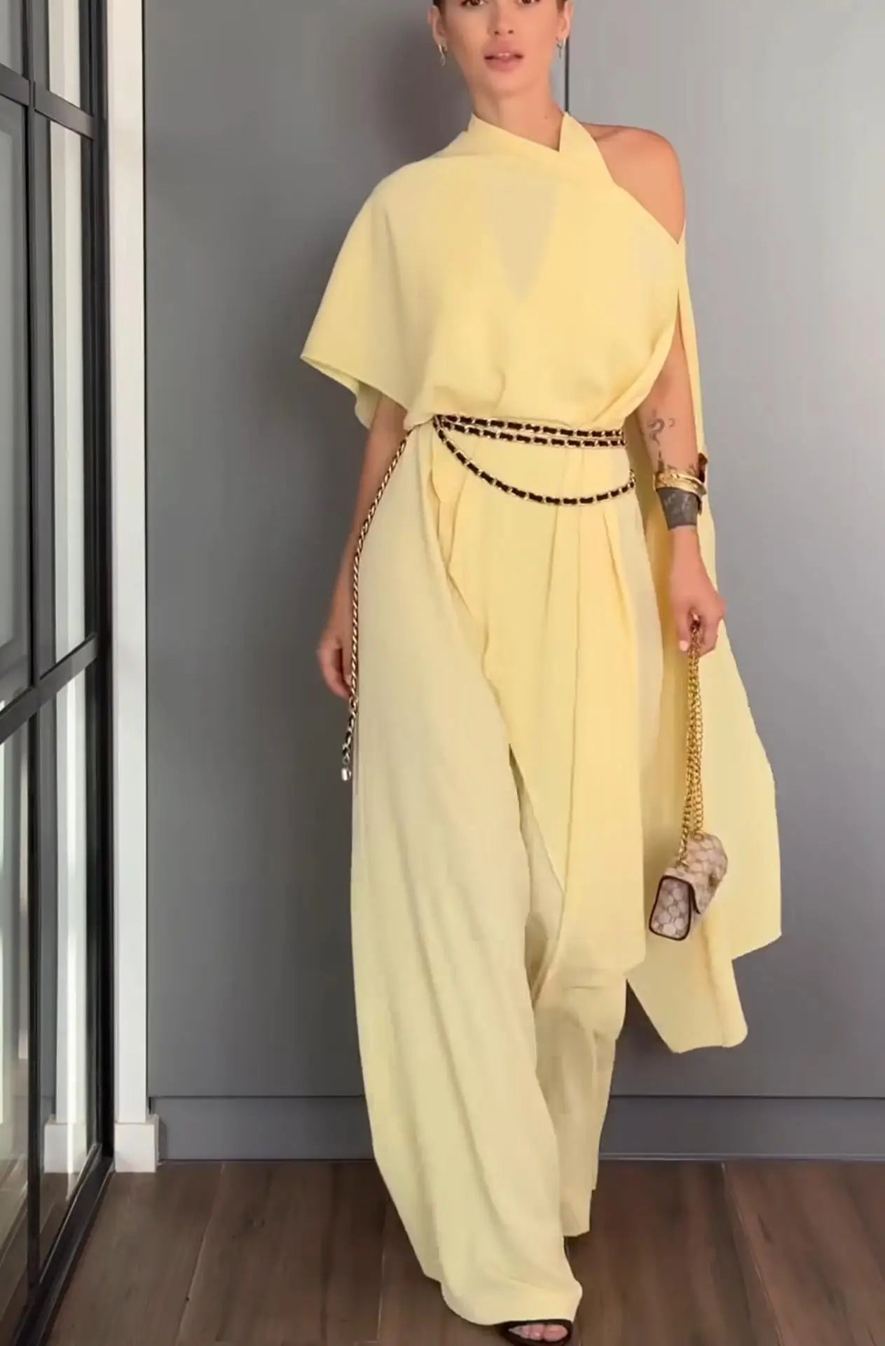 Sylvester Design  High-Neck Cape Overlay Jumpsuit