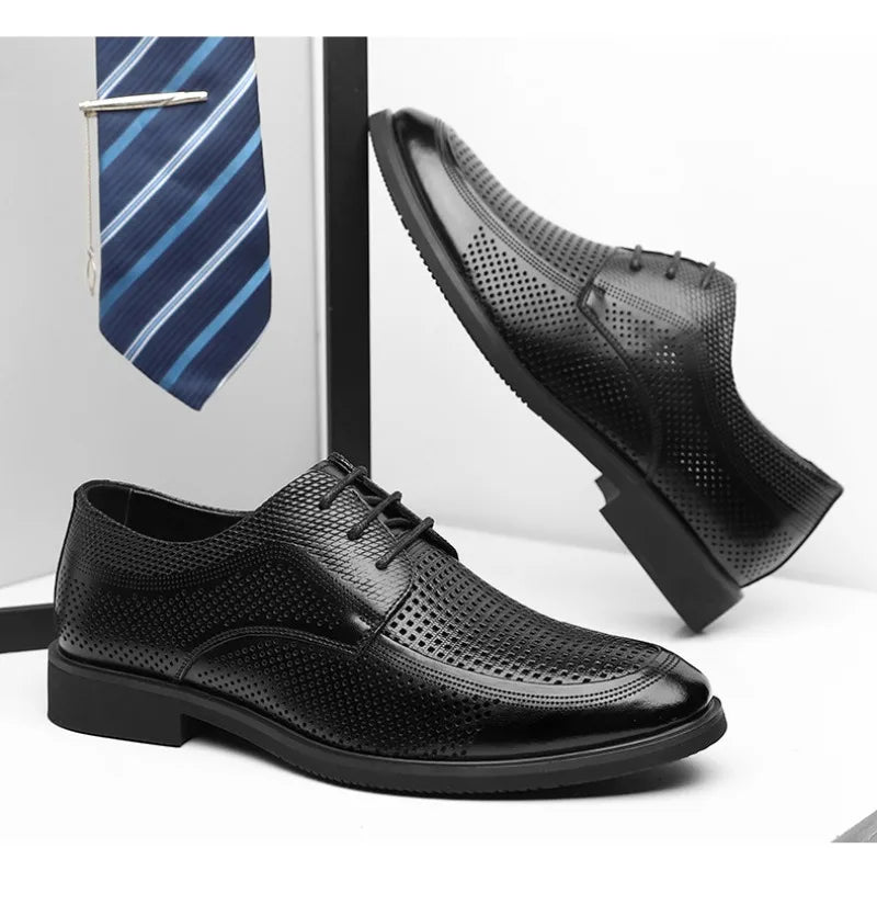Summer Breathable Hollow Out Leather Shoes