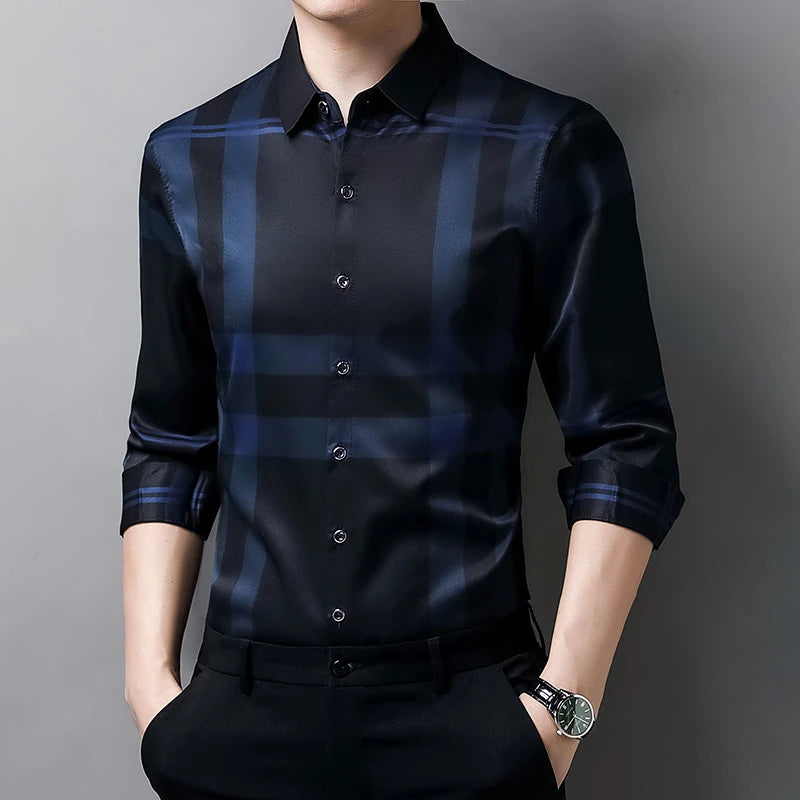 Casual Printed Long Sleeved Lapel Shirt