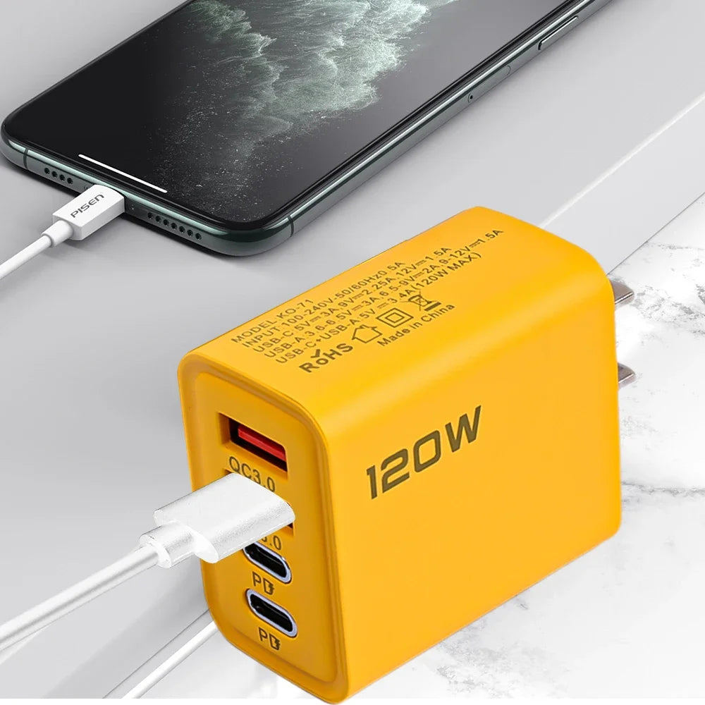 120W Fast Charging 4 Ports Mobile Phone Charger